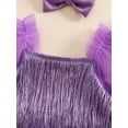 thumbnail image 5 of Infant Sequin Fringe Romper Dress Sparkling Tassel Puff Sleeve Tulle Jumpsuit Headband Baby Girls Summer Clothes 0-2T, 5 of 8