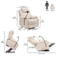 thumbnail image 3 of Dextrus Electric Power Lift Recliner, Massage Sofa with Lumbar Heating, Phone Holder, LED Lighting, Storage Pockets and USB Ports - White, 3 of 7