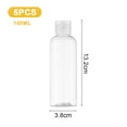 thumbnail image 2 of Botellas de viaje PET Laklulu, transparentes, de tamaño pequeño, con tapa abatible, para artículos de tocador, champú, acondicionador y loción, paquete de 5, 100 ml, 2 of 6