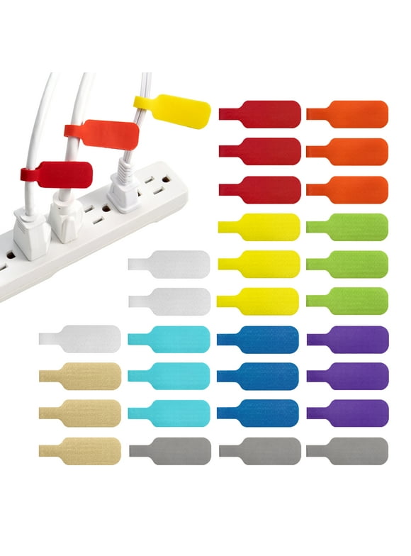 Cable Labels by Wrap-It Storage, Medium, Multi-Color (30-Pack) Write-on Cord Tags