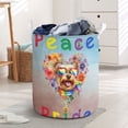thumbnail image 3 of Peace Love Pride Yorkshire Terrier with Rainbow Sunglasses LGBT LGBTQ+ Foldable Laundry Basket Yorkie Dog Lover Gifts Organizer Storage with Handles - 01004, 3 of 5