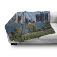 thumbnail image 3 of Detroit Soft Flannel Fleece Throw Blanket, Industrial City Center Shoreline River Scenic Panoramic View in a Sunny Day, Cozy Plush for Indoor and Outdoor Use, 60" x 80", Blue Green Grey, by Ambesonne, 3 of 6