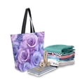 thumbnail image 2 of Large Canvas Bag 13.5x5.1x15 Inch Canvas Bag Shopping Canvas Bag Suitable For Outing Shopping Travel Out Of Large Capacity Storage Cartoon Purple Roses, 2 of 9