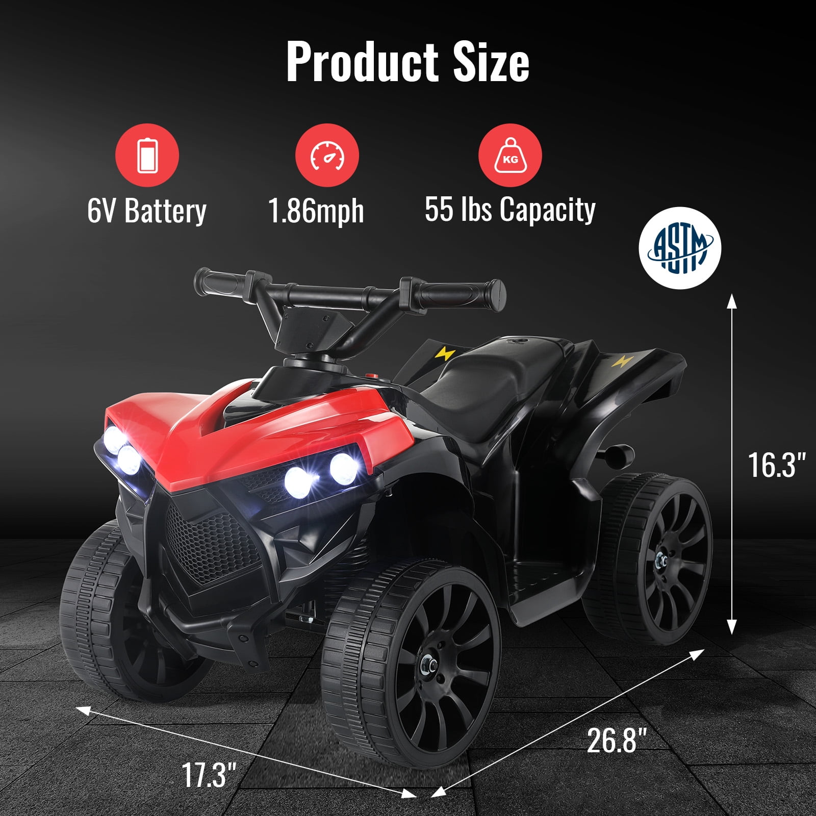 Pirecart 6V Kids Ride On ATV, 4-Wheeler Quad ATV Riding motorcycle for Toddler, Battery Powered Electric Motorized Car