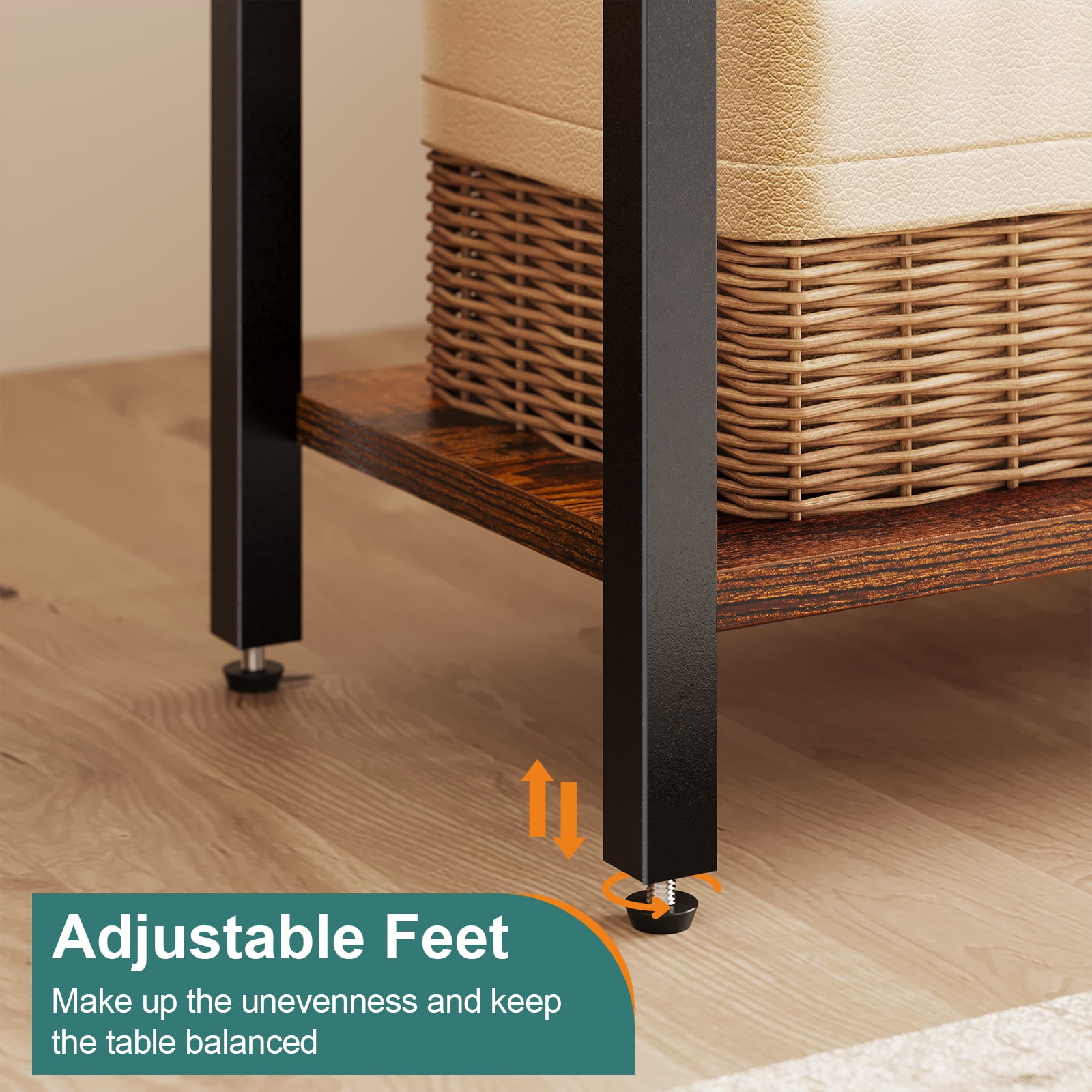 Yoobure Nightstand with Charging Station, Side Table with Large Drawer and Storage Shelf, Rustic Bedside Tables with USB Ports & Outlets for Bedroom,Living Room