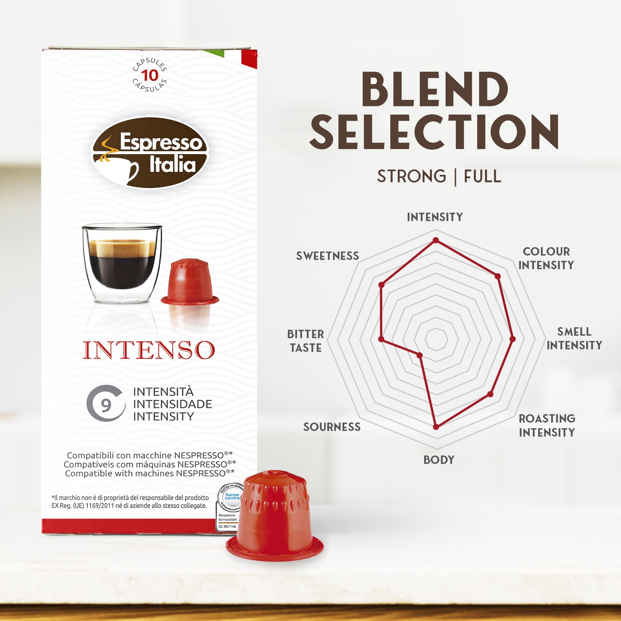 Espresso Italia Pods, Intenso Coffee Capsule, 200 Espresso Pods  Intensity 9