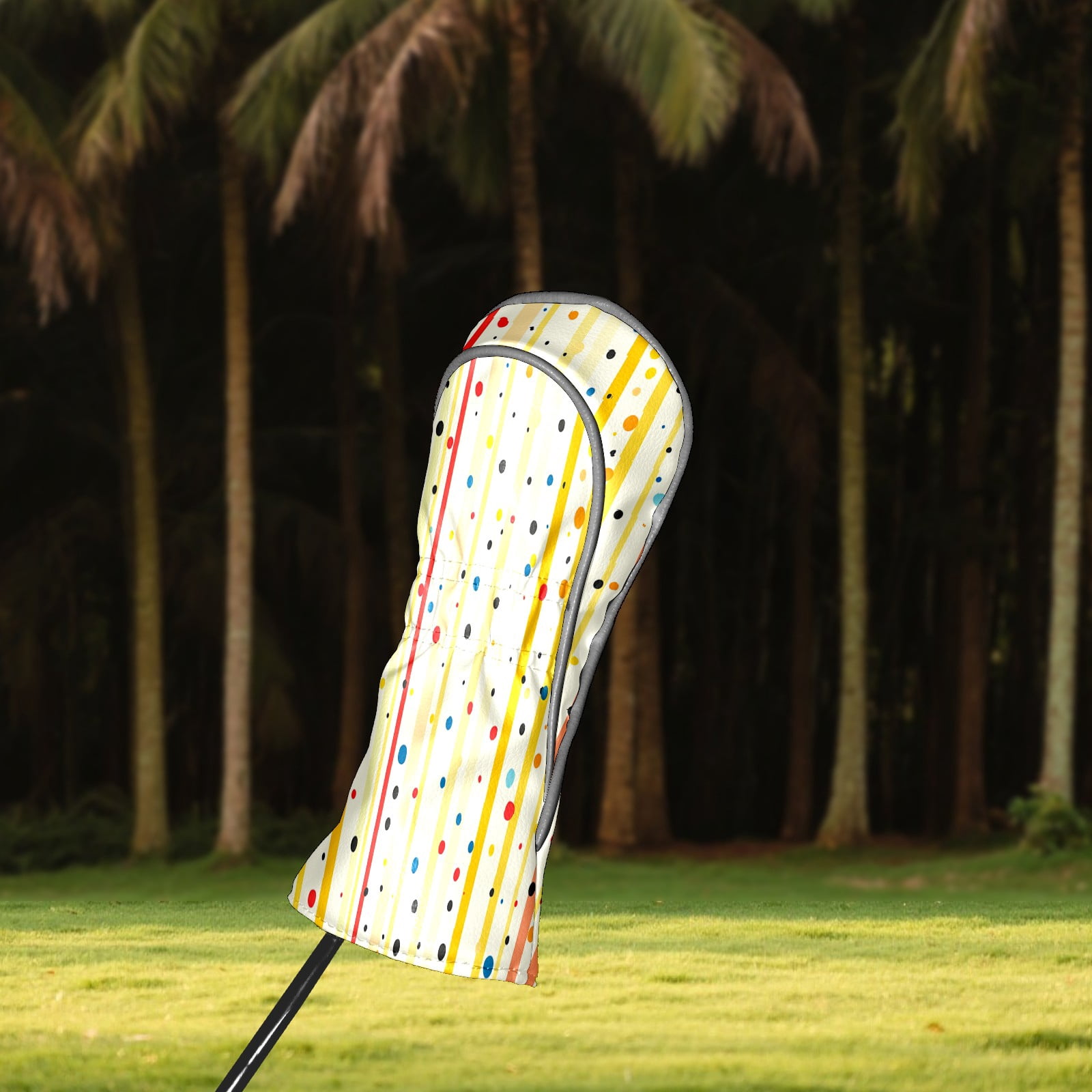 Golf Club Covers PU Leather Waterproof Head Covers for Fairway Woods Hybrids Colorful Polka Dots