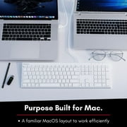 Macally Slim USB Wired Keyboard for comfortable Mac and Windows Full-Size USB-A Keyboard with Numeric Keypad for iOS Desktop, Laptop, Tablet 110 Scissor Switch Keys and 20 Shortcuts White ACEKEY