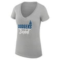 thumbnail image 2 of Women's G-III 4Her by Carl Banks  Heather Gray Los Angeles Dodgers Team Graphic V-Neck Fitted T-Shirt, 2 of 3
