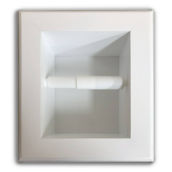 Typhon Recessed Solid Wood Toilet Paper Holder 7 x 8.5, White Enamel