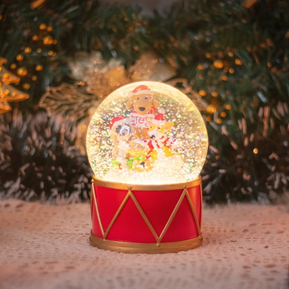 Snow Globe, Christmas Snow Globes, Snow Globes for Kids, Puppy Christmas Lanterns Music Box with 6 Color Changing LED Lights Birthday Gift