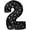 Black W/ Silver Sparkles, variant on PMU Number Two Shape 38 Inch Black with Silver Sparkles Mylar Balloon Pkg/1