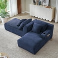 thumbnail image 6 of 70.9” Oversized Double Lounge Chaise, Upholstered Boneless Cloud Sofa Deep Seat, No Assembly Required, Modern Corduroy Sleeper Loveseat Chair for Living Room, Bedroom, Reading, Blue, 6 of 9