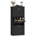 thumbnail image 1 of HOMCOM Narrow Shoe Cabinet with Flip Drawers Adjustable Shelf, Black, 1 of 10
