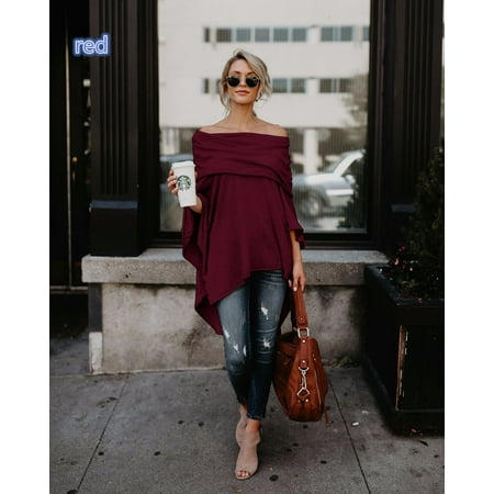 Fashion Top for Women Long Sleeve Off Shoulder Pullover Casual Loose Shirt Elegant Blouse