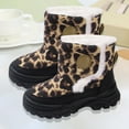 thumbnail image 2 of Otqutp Toddler Kids Leopard Snow Boots Winter Cozy Warm Chunky Fleece Shoes Thicken Non Slip Outdoor Lightweight Hiking Shoes, 2 of 6