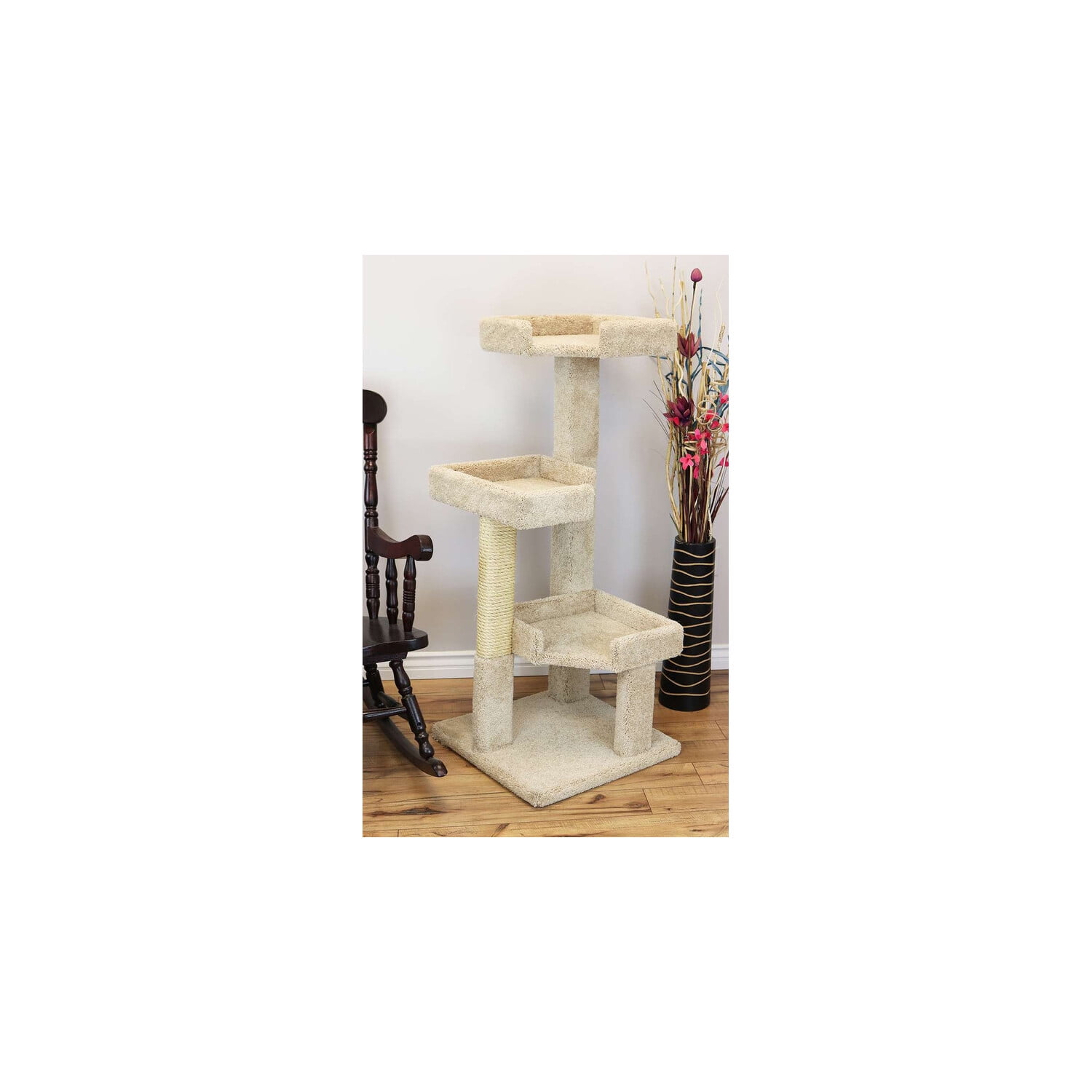 New Cat Condos 51" Solid Wood Large Cat Tree