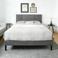 thumbnail image 2 of Aukfa King Size Platform Bed with Upholstered Adjustable Headboard, Faux Leather Bed Frame with Wood Slats Support, No Box Spring Needed, Gray, 2 of 8