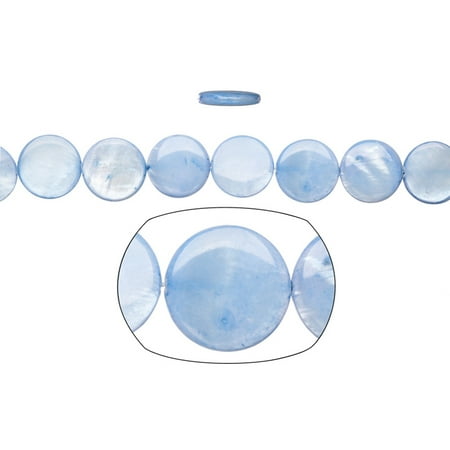 Approximately 16 Beads - Shell Bead, Ocean Blue(Dyed) Mother-of-Pearl, Round Plate, 15x15mm 16 Inch/pack (3-pack Value Bundle), SAVE $2