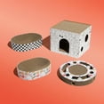thumbnail image 4 of Oodles Multicolored Oval Checkerboard Durable Corrugated Cardboard Cat Scratching Pad, One Size, 4 of 8