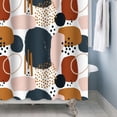 thumbnail image 3 of Abstract Shower Curtain Grey and Brown Blocks Black Dots Aesthetic Minimalist Shower Curtains for Bathroom Hostel Hotel Durable Fabric Waterproof Curtain for Bathroom with Hooks 72x72 Inches, 3 of 6