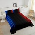 thumbnail image 3 of Geometric Abstract Ombre Women Comforter Set Teens Blue Red and Black Striped Bedding Set Decor Modern Fashion Comforter Bedroom Collection 2Pcs Twin Size, 3 of 6