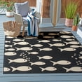 thumbnail image 2 of SAFAVIEH Courtyard Trena Fishes Indoor/Outdoor Area Rug, Black/Beige, 5'3" x 5'3" Square, 2 of 13