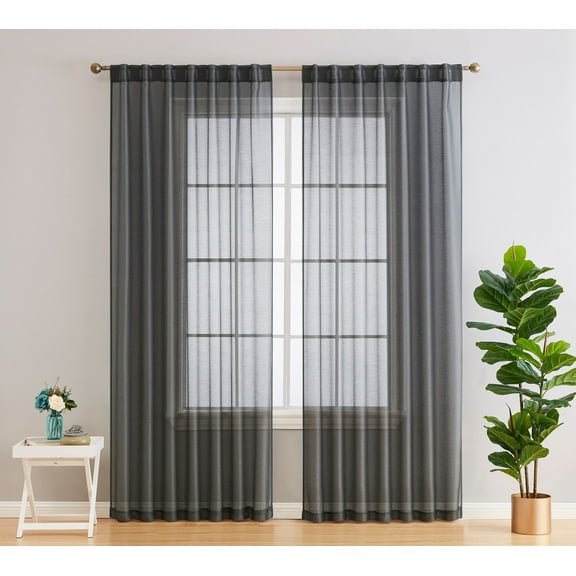 THD Scarlett Semi Sheer Pocket Top & Back Tab Lightweight Window Curtains Drapery Panels, 2 Panels