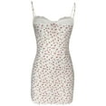 thumbnail image 6 of Coduop Women Floral Sling Cami Dress,Spaghetti Straps Backless Lace Patchwork Short Mini Dress, 6 of 9