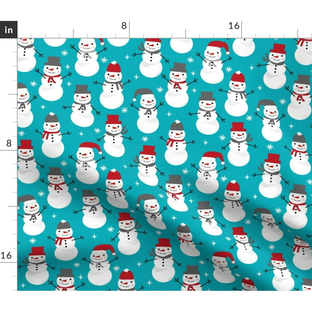 Snowman Snow Fabric Winter Christmas Fabric Printed by Spoonflower BTY