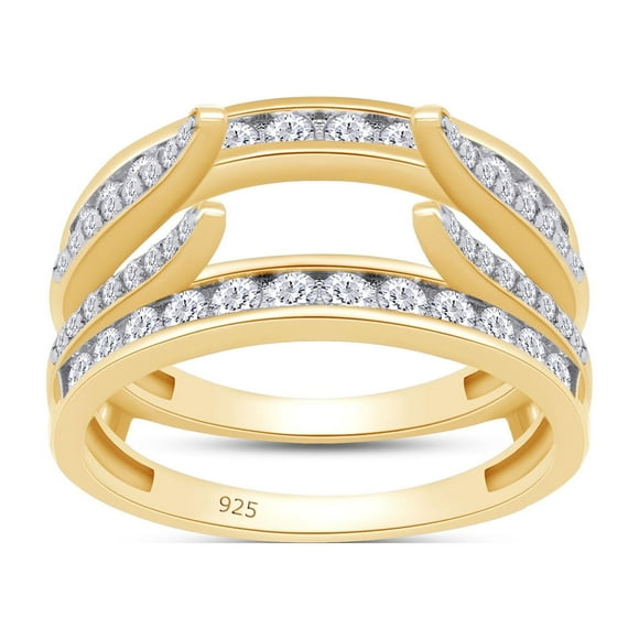 1CT Lab Grown Diamond F-G,VVS1 14K Yellow Gold Plated Enhancer Guard Ring Fine Jewelry for Women Gifts