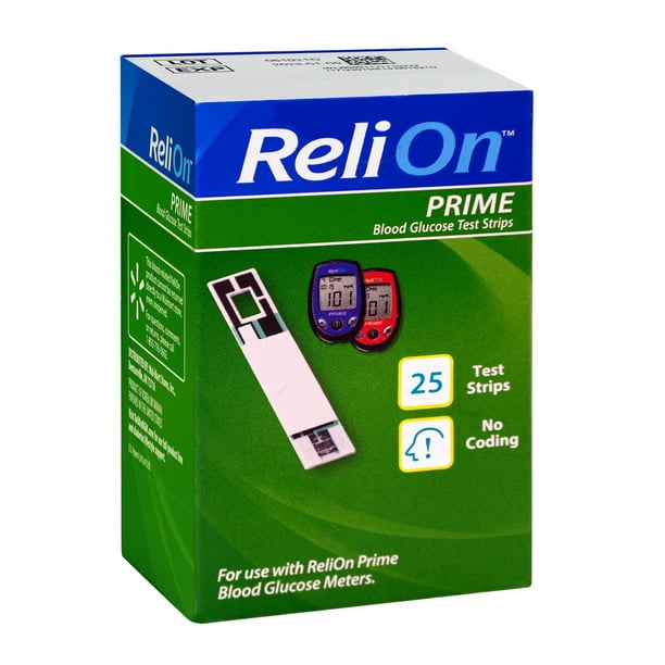 ReliOn Prime Blood Glucose Test Strips, 25 Count