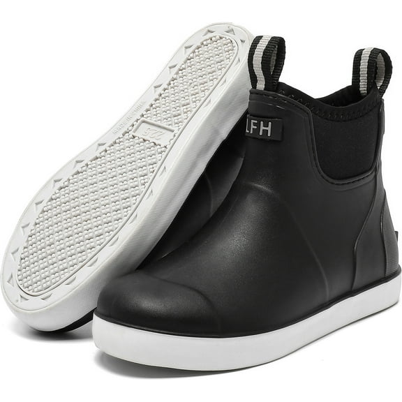 Lcamaw Kids Rain Boots Waterproof Rubber Boots Boys Girls Non-Slip High-Performance Ankle Deck Boot Traction Child Mud Booties for Boating, Camping, Farming & Outdoor Garden School Play Footwear