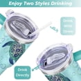 thumbnail image 5 of 40oz Cute Ocean Life Turtle Stainless Steel Flip Straw Tumbler Spill Proof Travel Cup Double Wall Vacuum Insulated Coffee Mug with Top Handle, 5 of 6