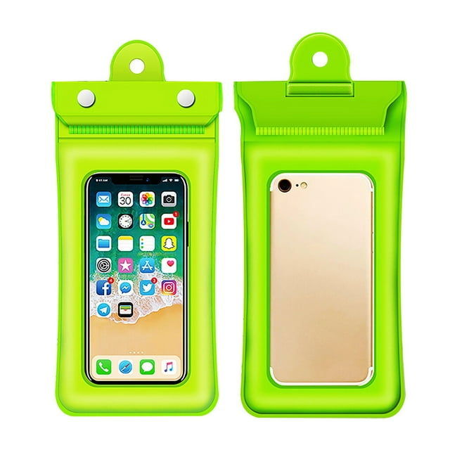 Unatoiry Phone Waterproof Bag 3-layer Universal Solid Screen Drifting Beach Seaside Water Park Pouch Pocket Green 1Set