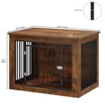 thumbnail image 2 of Dextrus Large Dog Crate Furniture, 2-in-1 Wooden Indoor Dogs Kennel Furniture with Waterproof Top&Safety Corners -43.7"L x 29.1"W x 32.3"H,Rustic Brown, 2 of 5