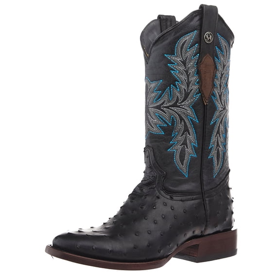 Tanner Mark Boots Men`s Tanner Mark Matte Black Ostrich Print 13In Black Top Round Toe Boot