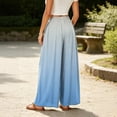 thumbnail image 6 of Women's Ombre Gradient Palazzo Pants, High Waisted Wide Leg Long Trousers with Pockets, Casual Summer Beach Flowy Skirt Pants, 6 of 6