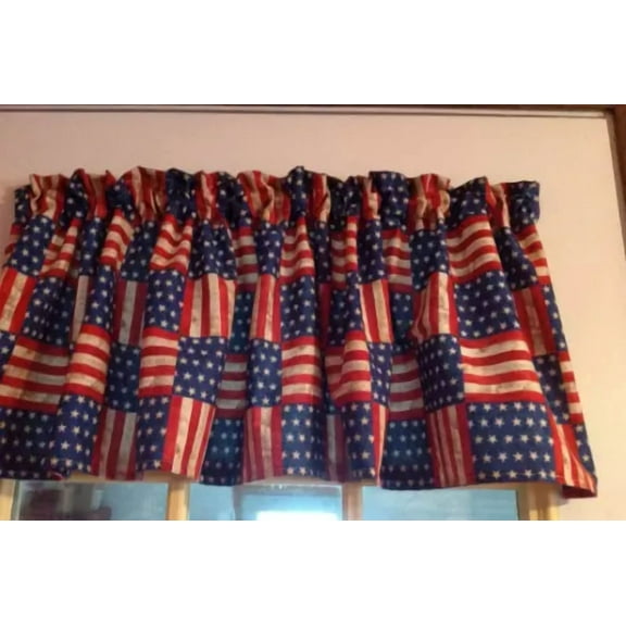 American Flag, Usa, Valance 42"W X 15"L Window Curtain Valance