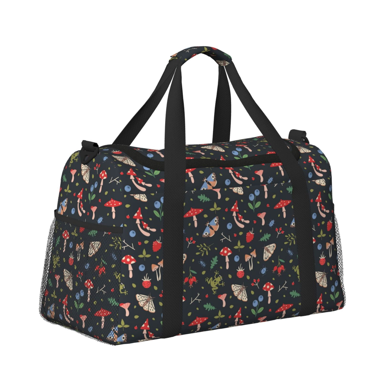 Fuzoiu Forest Flora and Insects Print Travel Duffle Bag,Carry On Tote Bags,Duffel Bag,Sport Gym Bag, Hospital Bag for Labor and Delivery, Overnight Bag,Luggage Bag