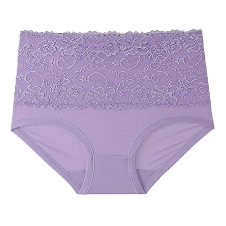 Kopltyrfg Women s Cotton Underwear Tummy Control Plus Size Soft Full High Waisted Briefs Ladies Solid Panties Briefs Purple L