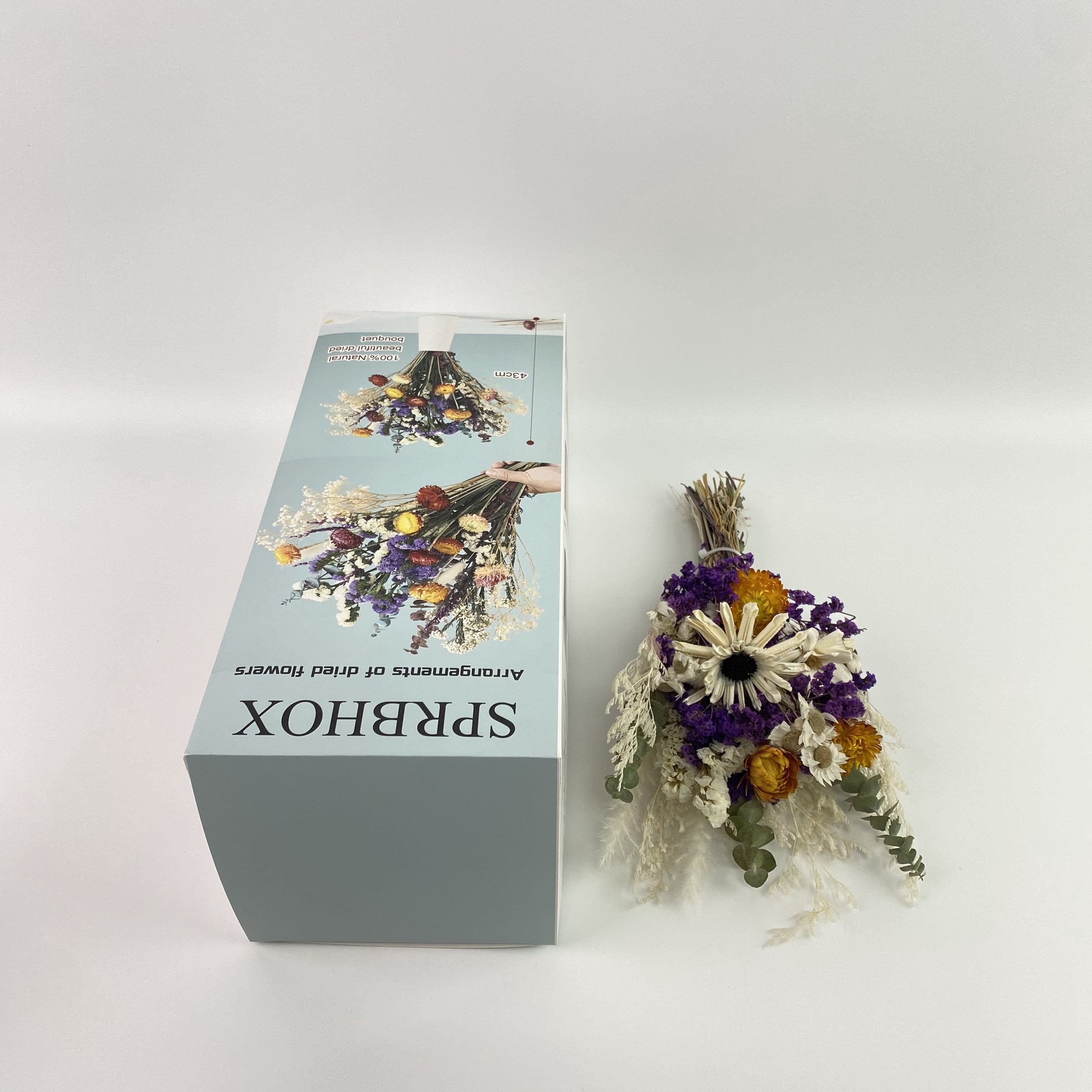 SPRBHOX Arrangements of dried flowers,Natural Dried Flower Bouquet, 17" DIY Floral Arrangements with Eucalyptus Strawflower Lavender, Rustic Boho Wedding and Home Centerpiece Decorations