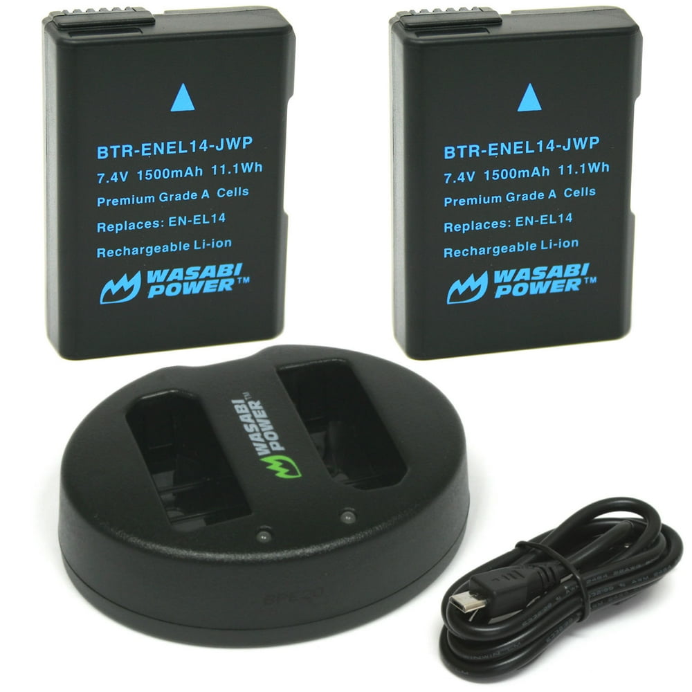 Wasabi Power Battery (2Pack) and Dual Charger for Nikon ENEL14, ENEL14a