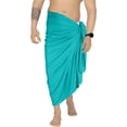 thumbnail image 2 of HAPPY BAY Men's Bath Trunk Holiday Sarong Pareo Beach Wrap One Size Shamrock Green, Solid Summer Vacation Party, 2 of 4