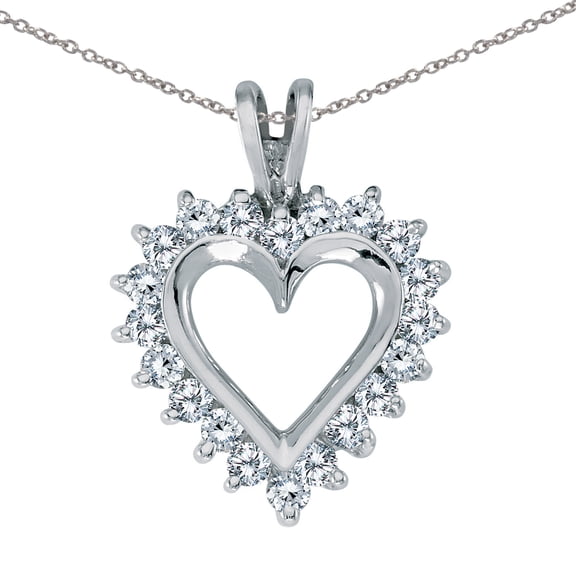 14K White Gold Diamond Heart Pendant