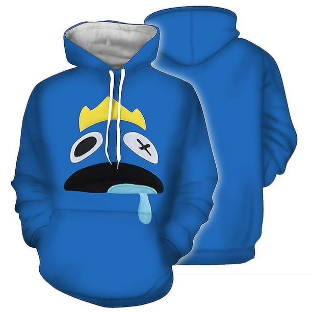 Kids Roblox Rainbow Friends 3d Printed Hoodie Pullover Sweatshirt Hooded Jumper Top Lake Blue