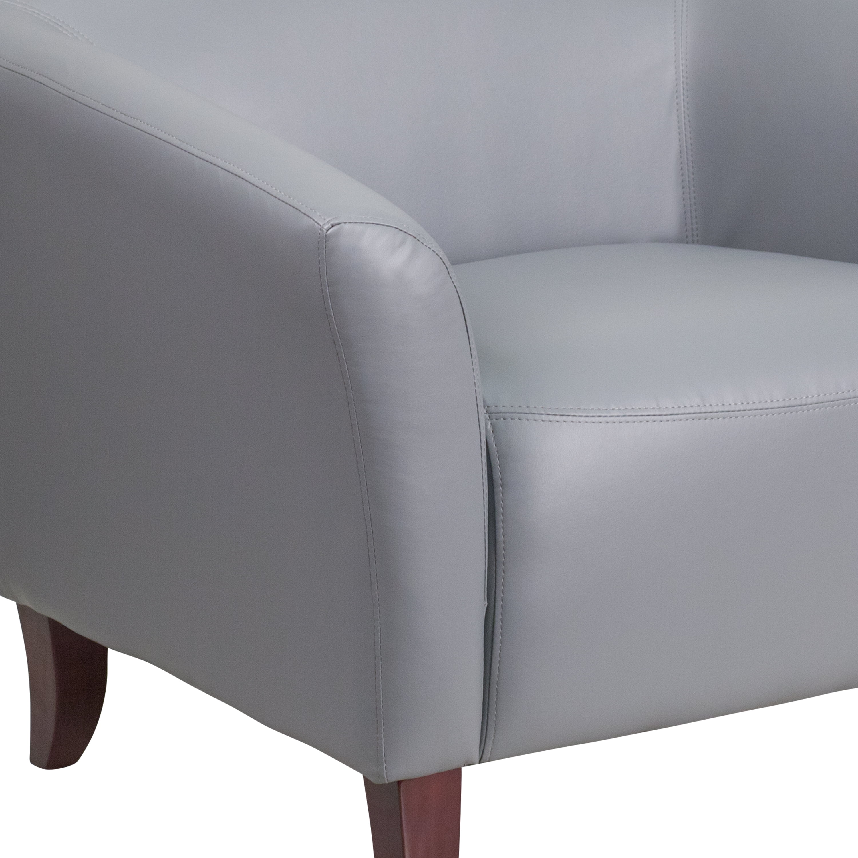 Emma + Oliver Gray LeatherSoft Loveseat with Cherry Wood Feet
