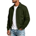 thumbnail image 4 of Fnooota Men's Bomber Jackets, Zip up Long Sleeve Lightweight&nbsp; Lapel Collar Outerwear for Spring Fall Green Size 2XL, 4 of 6