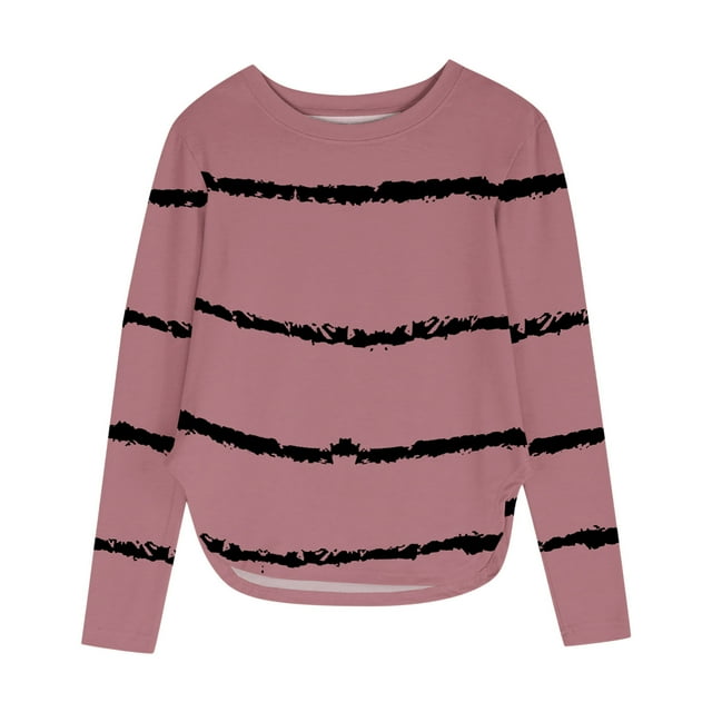 T-shirts Rouges Garçon Fille pour Sortir pour Enfants Garçon Fille Automne Été Manches Longues Col Bateau Graphique Tunique Amincissante Rayée Fendue T-Shirt Hauts Enfant 2025 Vêtements 4 Ans