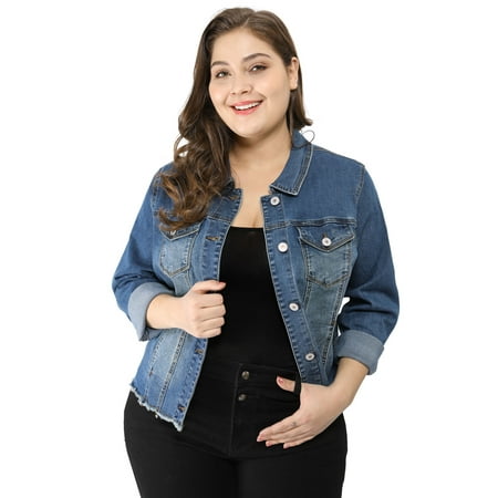 walmart plus size denim jacket for women